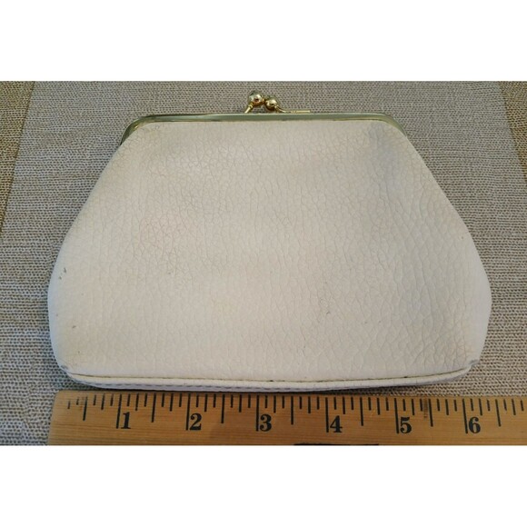 Dooney & Bourke White Leather Coin Purse Wallet Credit Card Holder Snap Closure - Picture 10 of 12
